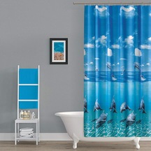 Zethome Tropik Banyo Duş Perdesi 8852 Çift Kanat 2x120x200 Çok Renkli