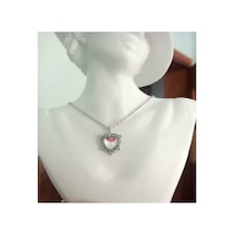 Lunarie Opal Işıltılı Aurora Kalp Kolye Kararmaz Çelik Zirkon Çok renkli