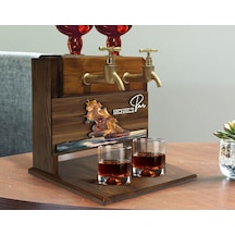 Bk Gift Kişiye Özel Kabartma Manzara Tasarımlı İsimli Çift Musluklu Doğal Ahşap İçki Standı-28, İçki Standı, Doğum Günü Hediyesi, Ev Hediyesi Bitmeyen