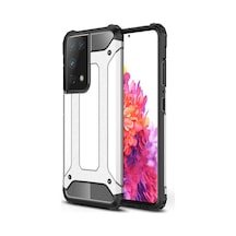 Kilifone - Samsung Uyumlu Galaxy S21 Ultra - Kılıf Çift Katman Zırh Tank Crash Military Kapak - Gri