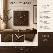 Denis Collection Doğal Ceviz Ahşap Kaplama Duvar Saati