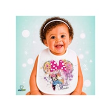 Minnie Mouse Keten Bebek Mama Önlüğü Yumuşak - Emici - Yıkanabilir - Özel Tasarım P137 Çok Renkli