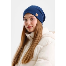 Kadın Termal %100 Pamuklu Soft 2 Stil 1 Arada Bere Premium Cuts Serisi - Standart / Açık Lacivert Açık Lacivert