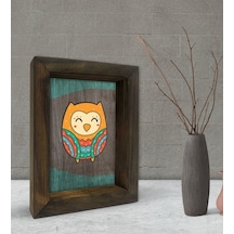 Bk Gift Baykuş Tasarımlı Dekoratif Doğal Masif Ahşap Çerçeve 15X2 (500609998)