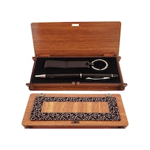 Ahşap Kutulu Siyah Kalem Anahtarlık Dekoratif Hediyelik