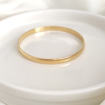 6 Cm Çelik Kalın Bombeli Ajda Bilezik 1 Adet - Altın Sarı Beyaz