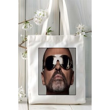 Art Hediye George Michael Baskılı Bez Çanta Omuz Çantası Kişiye Özel Desen 2 Çok Renkli