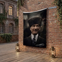 Gülümseyen Mustafa Kemal Atatürk Portresi Poster Bayrak Raşel Kumaş 100x150 Cm Ata65 Diğer