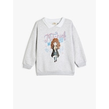 Koton Harry Potter Sweatshirt Lisanslı Gömlek Yaka Uzun Kollu Şardonlu Gri 5wkg10375ak Gri