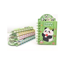 Sevimli Panda Ayraçlı Mini Not Defteri 9x14,5 Cm - Süslü Panda