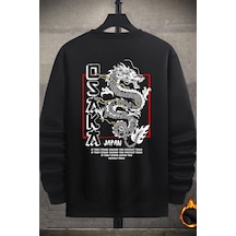 Unisex Osaka Bisiklet Yaka Sweatshirt Siyah