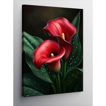 Kanvas Tablo Kırmızı Calla Lily Çiçekleri 100cmx140cm