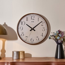 Simplex Ahşap Görünümlü Duvar Saati - Ceviz - 38 Cm Çok Renkli