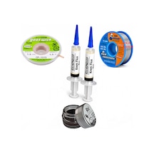 Lehimleme Seti 0,8 Mm 40 Gr Lehim Teli 2 Li Flux Cp-1515 Lehim Fitili Havya Ucu Temizleme Kremi Seti St13