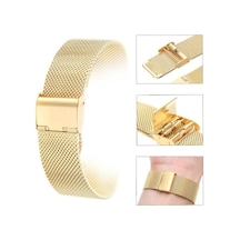 24Mm Saat Kordonu Sarı Çelik Hasır Gold 1.Kalite Örgü Kordon