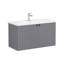 69312 VitrA Root Groove Kapaklı Lavabo Dolabı, 100 Cm, Mat Gri Yuvarlak Lavabo Dahil Diğer