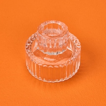 Aroww Cam Çizgili Mumluk - Şeffaf - 5x6 Cm Renkli