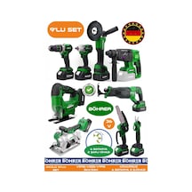 Böhrer Ba01083y 9 Makine Kombo Set 6 Akülü 2 Şarjlı Kömürsüz V598 5ah Profesyonel -green Yeşil
