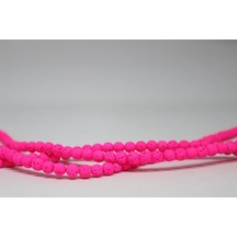Lav Taşı Fosforlu Pembe Renkli Yarım Dizi 6 MM 18 CM Beyaz