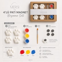 4 Lü Pati Magnet Boyama Seti 3 Renk Akrilik Boya Ve Fırçalı Kendin Boya Hobi Seti