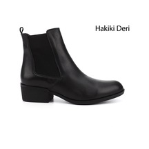 Gönderi(R) Gönderi R Kadın Siyah Fermuarlı Kalın Topuklu Hakiki Deri Chelsea Bot Gkzb13452488 Siyah