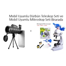 Lizer Mobil Uyumlu Dürbün Teleskop + Mikroskop Seti + Telefon Tutucu Dahil