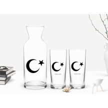 Kişiye Özel Renkli Baskılı Ayyıldız Tasarımlı İkili Rakı Bardağı