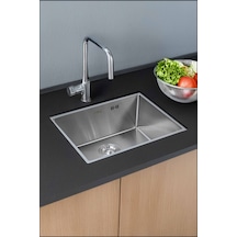 Dysnox Luna Serisi %100 Krom 60 x 45 CM Paslanmaz Mutfak Eviye Sifon Dahil Gümüş