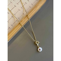 Dorika Zincirli Taşlı Kolye- 60 Cm - Beyaz 12078751