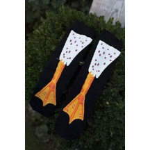 Lousocks Unisex Tavuk Bacağı Desenli Siyah Soket Çorap