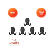 Zepli N Askı, Metal Vestiyer Askısı, Matsiyah Si Yah, Duvar Ve Dolap Askılığı 5'li Set Vidalı Matsi Yah