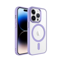 Tuva Teknoloji İphone 14 Pro Uyumlu Wireless Şarj Özellikli Krom Magsafe Silikon Kılıf-lila Lila