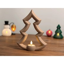 3d Baskı Yılbaşı Ağacı Tealight Mumluk 18 Cm Dekoratif Çam Ağacı Şamdan Yeni Yıl Masa Süsü Diğer