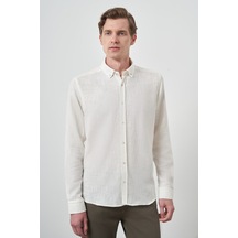 Morven Erkek Beyaz Trend Keten Slim Fit Düğmeli Yaka Gömlek 25ys004013600 Beyaz Beyaz