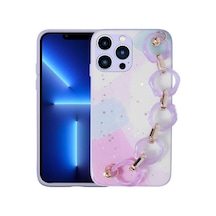 Ardemix Apple Uyumlu iPhone 13 Pro Simli Desenli El Askılı Tutacaklı Elsa Silikon Kılıf-li Lila
