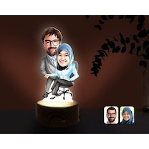 Kişiye Özel Sevgililer Karikatürlü Dekoratif 3D Biblo Led Işıklı (481495617)