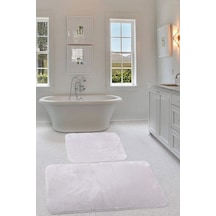 Relax Gri Köşeli 60x100 + 50x60 Cm 2'li Pufidik Banyo Paspası Set Gri