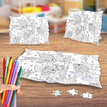 Deniz Altı Canlıları 2 Boyama Puzzle Tablo Çocuk Eğitici Yapboz