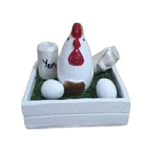 El Yapımı Dekoratif Sandık Içinde Minik Tavuk Biblosu,minik Tavuk-yumurta-güğüm-fıçı Objeli Set.