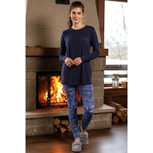 Aydoğan Kadın Uzun Kol Taytlı Pijama Takımı 40033 Lacivert03 Lacivert03
