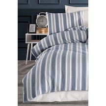 Eponj Home Sport Çizgili Nevresim Takımı Tek Kişilik Soft Line Lacivert Lacivert