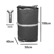 Ev-ış Branda Taşıma Çuvalı 50x40+100cm Fermuarlı Ve Cepli 170gr.tekstıl Çuvalı- Gri