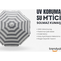 360 Dönebilen Plaj Şemsiyesi Uv Korumalı Su İtici Solmaz Kumaş 190 Gr Dokuma Polyester -gri