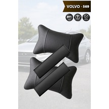 Volvo 569 Uyumlu Deri Kemer Koruyucu Deri Yastık Set Siyah Lüks