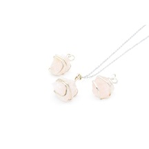 Murty99 Hakiki Doğal Pembe Kuvars Taşı Kolye Ucu Pembe