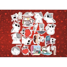 Tatlı Kedi Temalı Sticker Seti Laptop Ajanda Pc Tablet Telefon Defter Etiket Bullet Journal Diğer