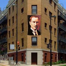 Mustafa Kemal Atatürk Sivil Portre Cephe Poster Bayrağı - 2x3 Metre 1