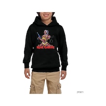 Zepplin Giyim Iron Maiden İn The War Siyah Çocuk Kapşonlu Sweatshirt