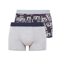 U.S. Polo Assn. Erkek Gri Melanj 2 Li Boxer 80358 Baskılı - Gri Melanj
