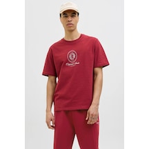 Jack & Jones Erkek T Shirt 12286609 Bordo Bordo
